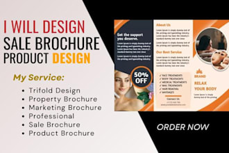 do trifold brochure, product marketing, sale sheet,  product brochure design