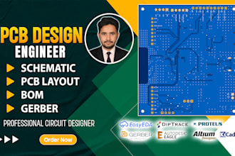 design schematic and pcb in altium,eagle,pads, kicad,proteus and diptrace