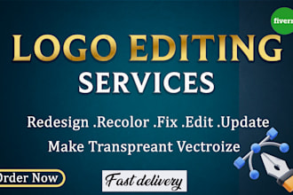 fix, design logo, editing, redesign, recolor, modify and change the text