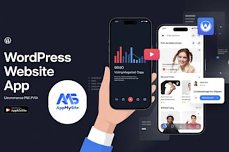 create wordpress website app, ecommerce pwa using appmysite