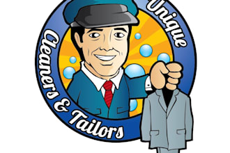 design a custom mascot logo cleaning or tailoring business