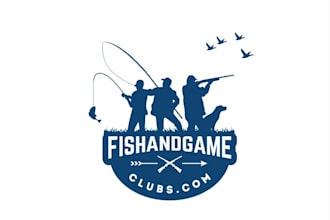 design a modern custom outdoor fishing or hunting brand logo