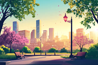 draw a flat vector landscape illustration