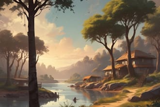 design environment concept art, background and illustration