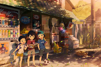 draw amazing cartoon character and scene