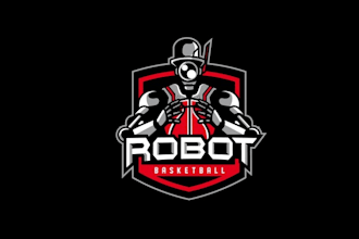 design high resolution outstanding robot basketball logo