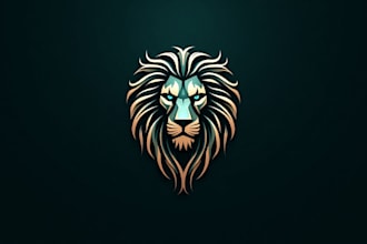 create beautiful royal lion head minimalist logo with unlimited revision