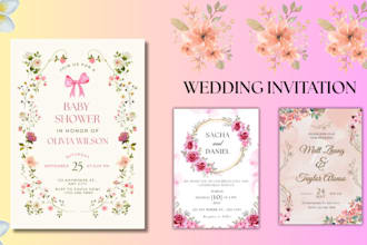 design personalized wedding, baby shower, birthday invitations, and more