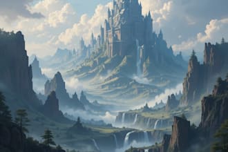 create your epic scenery anime background art
