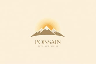 make different simple mountain sunrise mascot logo in very short time