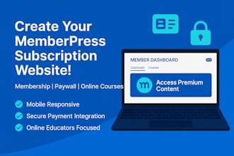 design paywall memberpress membership, subscription website for online educators