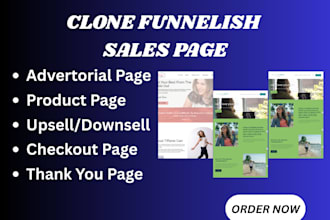 clone advertorial and sales page on funnelish