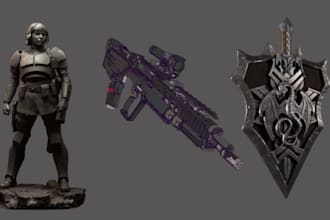 model and render 3d printable wearable armor warhammer 40k guns swords shields