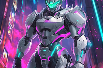 make mecha robot armor character concept art for you
