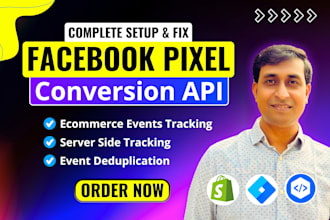 setup facebook pixel, meta pixel, conversion api, ga4 ecommerce tracking by GTM