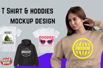 create realistic t shirt and hoodie mockup