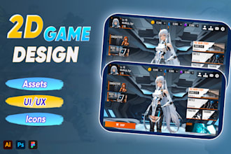 create high quality 2d game design assets, icons and ui