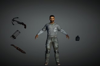 optimized 3d character, game assets, objects for game, texture, ue5 rig, animate
