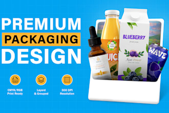 do product packaging design, label design, pouch design, packaging box design