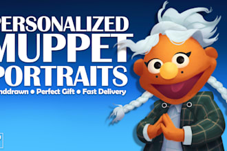 draw you as a muppet, funny cartoon portrait gift