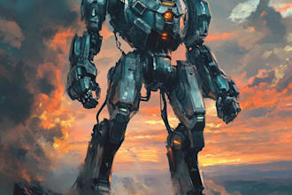 make mecha, robot, sci fi concept art