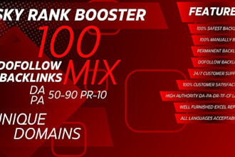 make 100 unique domains da 50 to 90 plus sky rank booster