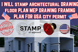review stamp architecture mep drawing 2d floor plan site plan plot plan for USA