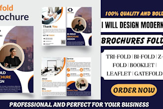 design brochures fold designs, booklet, leaflet, gatefold, print ready in 24h