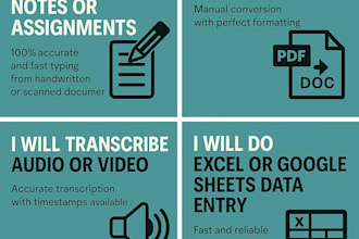 do accurate data entry in excel, word, or google sheets