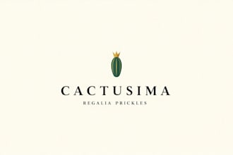 create beautiful 3d tiny cactus line minimalist logo design