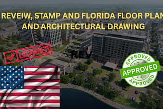 review, stamp and seal florida floor plan architecture drawing USA city permit