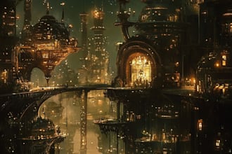 make a amazing environment and cyberpunk city art