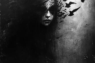do a detailed dark, brutal, horror, and heavy metal art