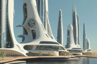 create a concept art illustration science fiction city