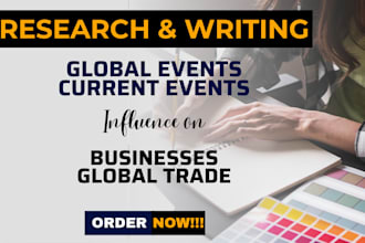 write on global and current events, and influence on business and world trade