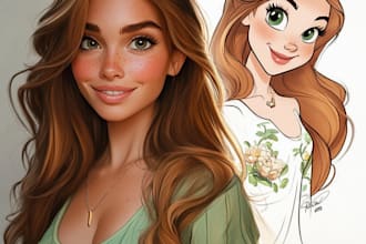 draw you a beautiful portrait in disney cartoon