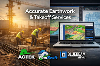 expert agtek,bluebeam, planswift earthwork takeoff cut fill analysis