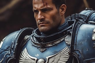 make a warhammer 40k character art illustration