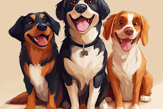 make  disney pets portrait illustration in disney style