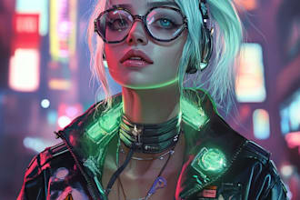 create concept art of cyberpunk and streetpunk illustration