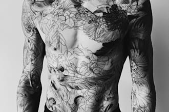 high end linework tattoo design for you
