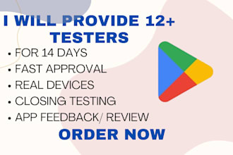 provide 20 testers or 12 testers for google play console closed testing app