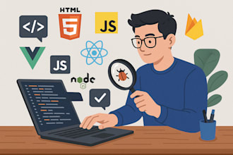 debug and fix HTML CSS javascript vue react