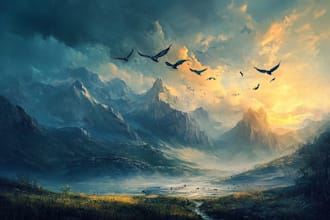 draw 2d environment background and fantasy art illustration
