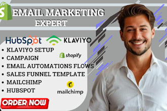 setup klaviyo email marketing flows for shopify store chatbot mailchimp hubspot