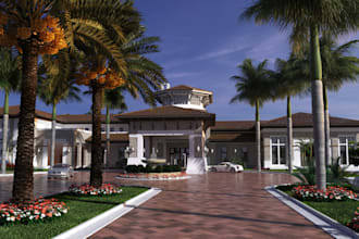 do 3d render, house exterior design, commercial building architectural rendering