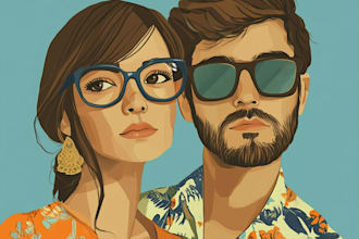 do a fashion wedding illustration or couple portrait