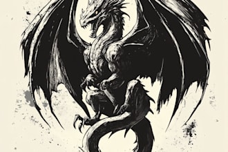 design mythical beasts, monsters, fantasy logo or illustration