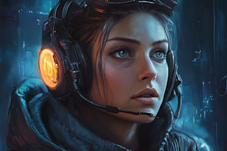 design stunning sci fi, cyberpunk, portrait art