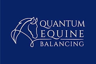 design a powerful quantum equine balancing logo